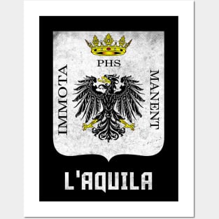 L'Aquila, Italia // Retro Faded Style Coat Of Arms Design Posters and Art